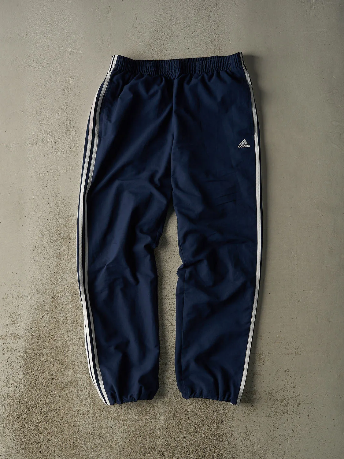 Vintage Y2K Navy Blue Adidas Striped Track Pants (32x31.5) sold by Rebalance Vintage