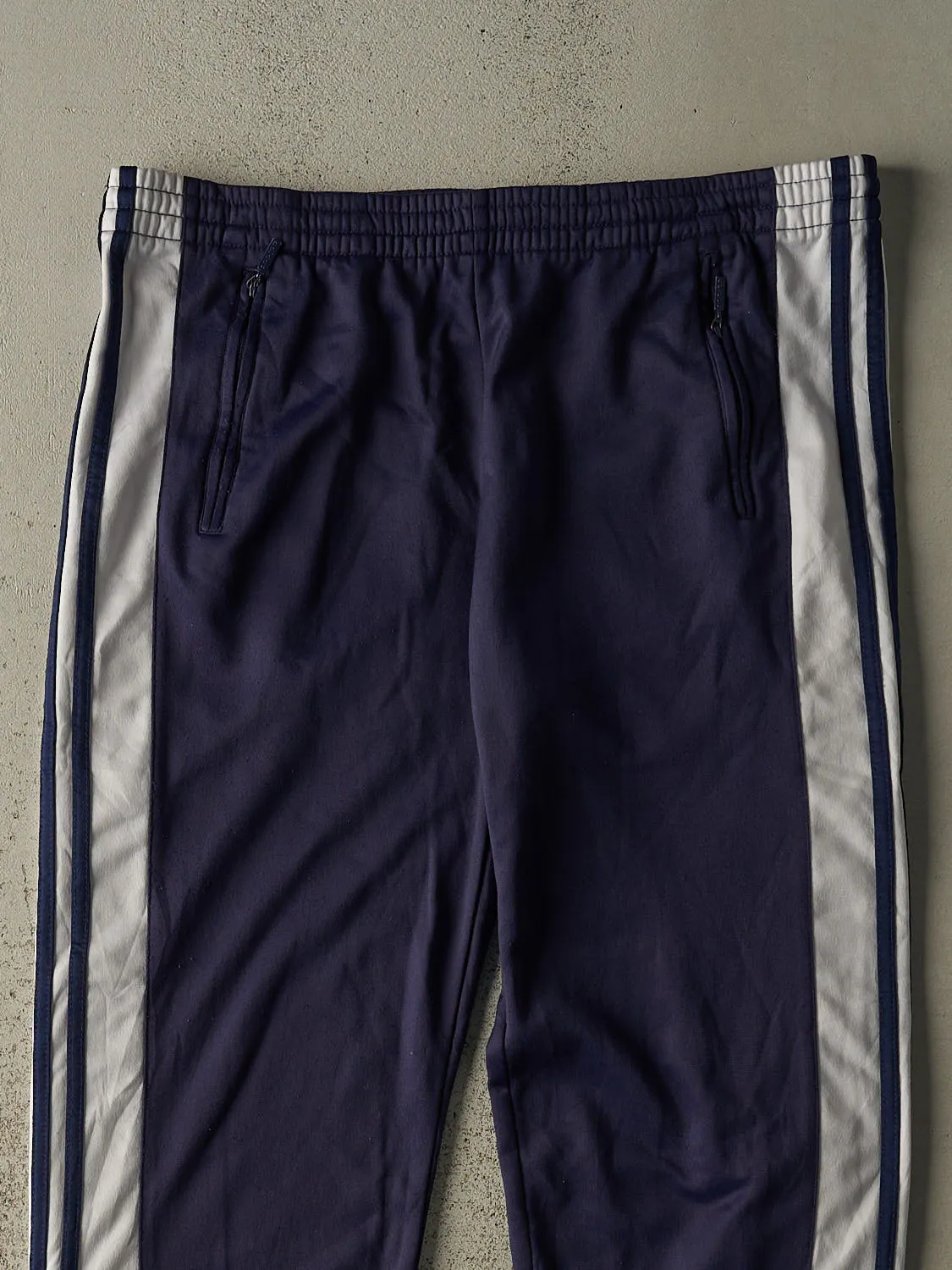 Vintage 90s Navy Blue Adidas Embroidered Striped Tear Away Track Pants (36x30) sold by Rebalance Vintage product image thumbnail 3