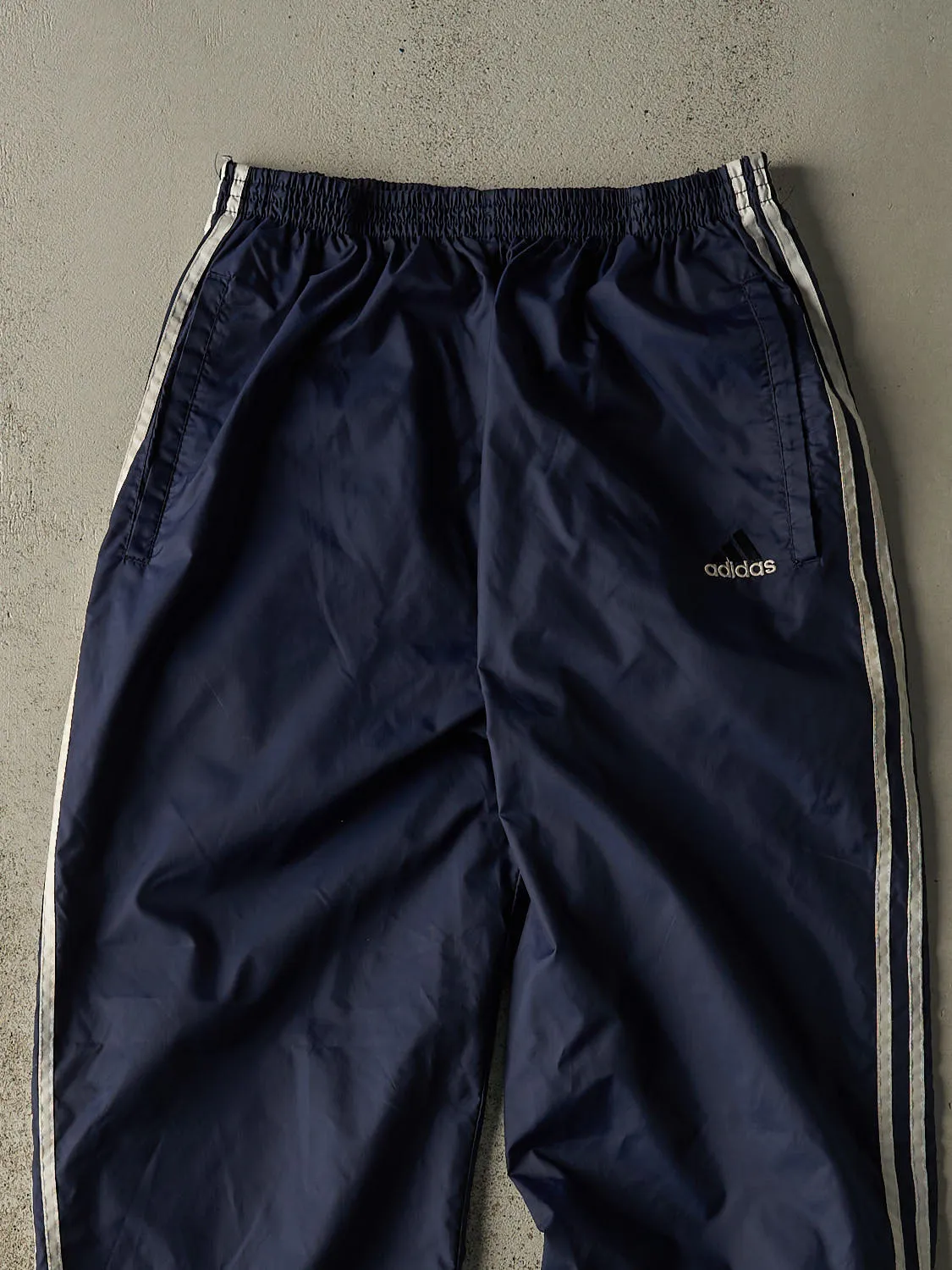 Vintage 90s Navy Blue Adidas Striped Tear Away Track Pants (26x29.5) sold by Rebalance Vintage product image thumbnail 3