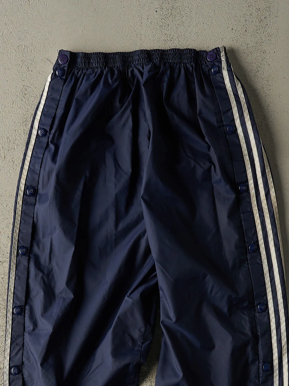 Vintage 90s Navy Blue Adidas Striped Tear Away Track Pants (26x29.5) sold by Rebalance Vintage product image thumbnail 4