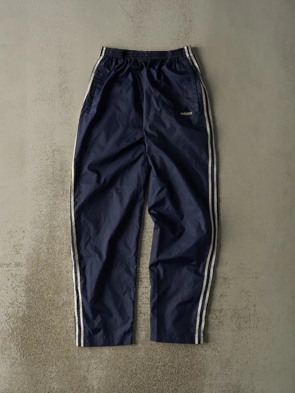 Vintage 90s Navy Blue Adidas Striped Tear Away Track Pants (26x29.5) sold by Rebalance Vintage