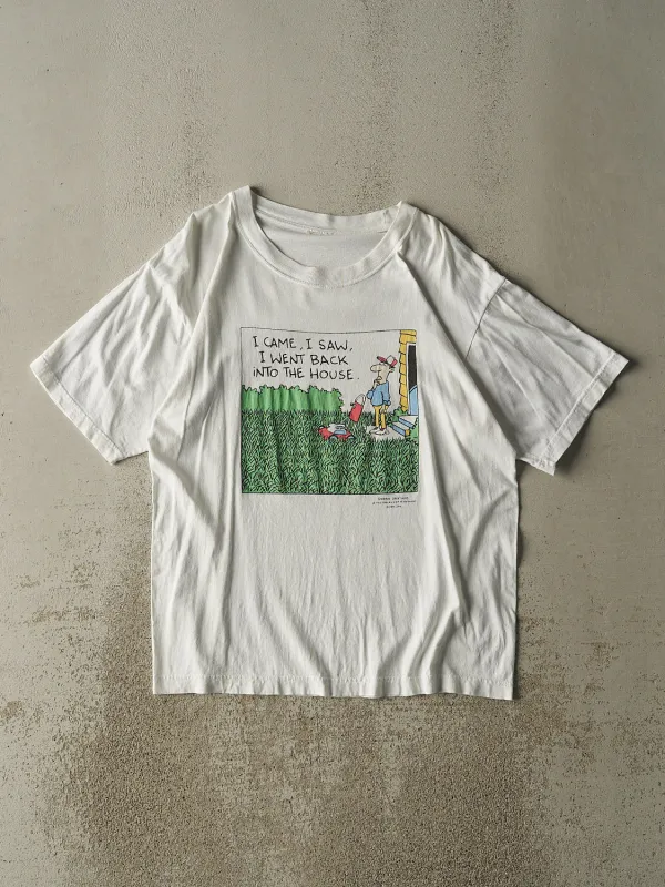 Vintage 90s White "I Came, I Saw" Slogan Tee (L/XL) sold by Rebalance Vintage