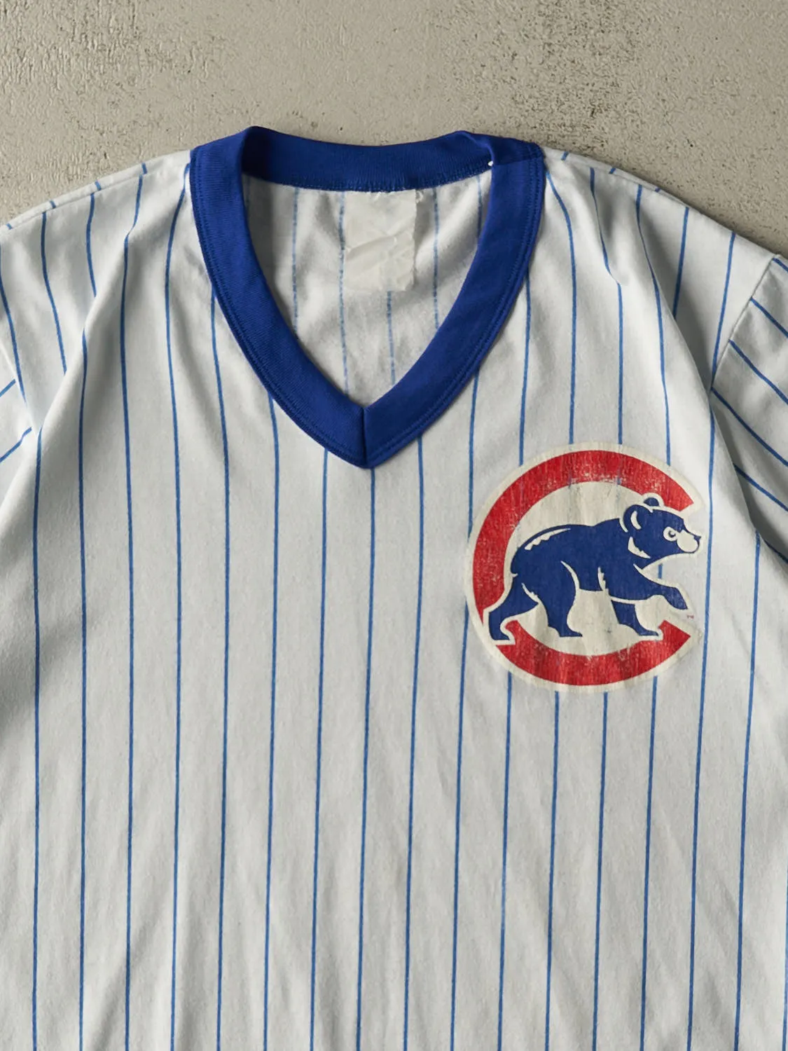Vintage 90s White Chicago Cubs Pin Stripe Ringer Tee (L/XL) sold by Rebalance Vintage product image thumbnail 2
