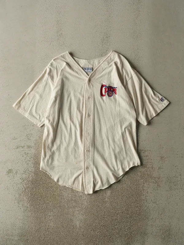 Vintage 80s White Chicago Cubs Button Up Baseball Jersey (M/L) sold by Rebalance Vintage