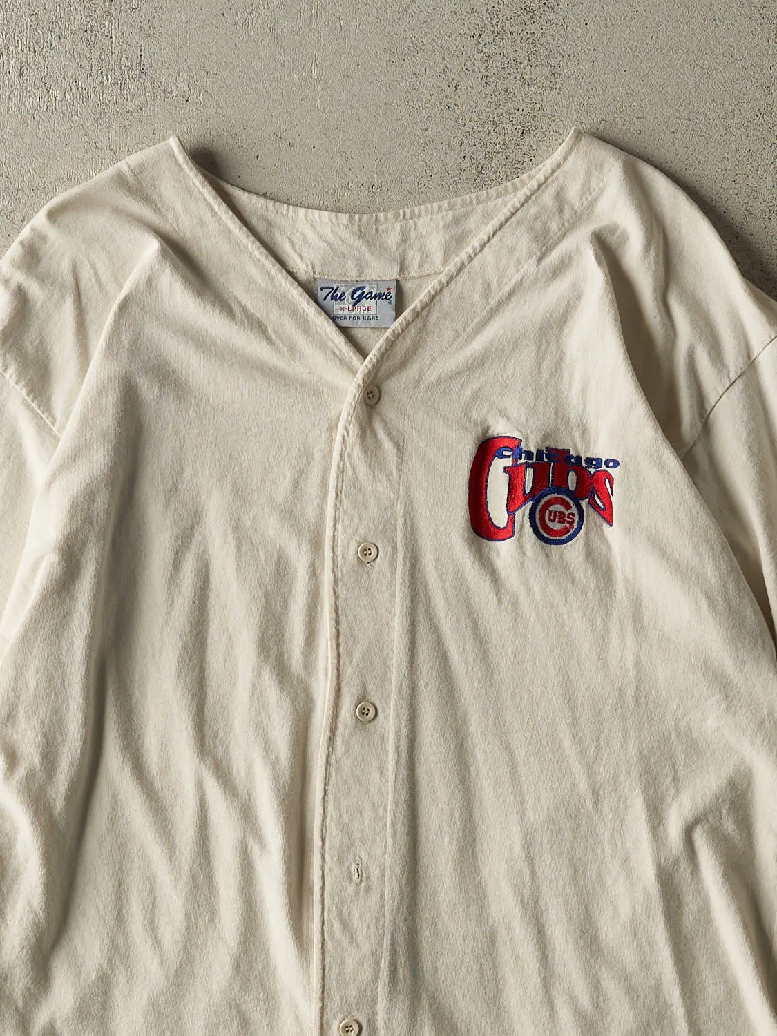 Vintage 80s White Chicago Cubs Button Up Baseball Jersey (M/L) sold by Rebalance Vintage product image thumbnail 2