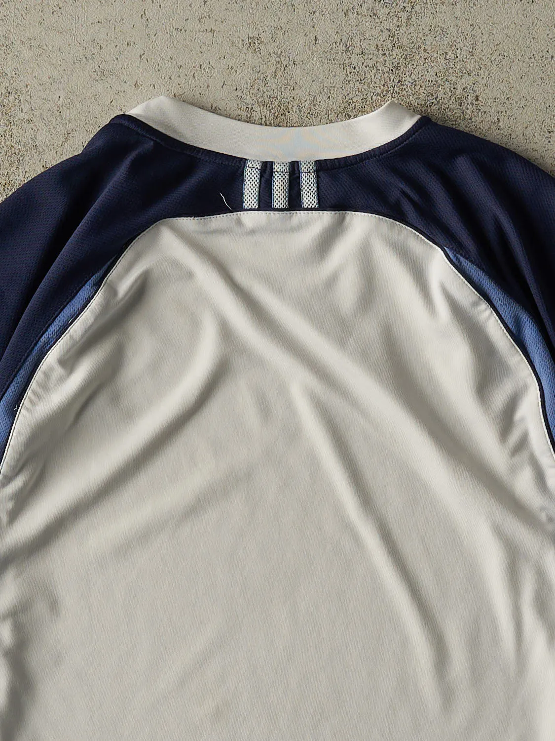 Vintage Y2K White & Navy Adidas Jersey (S/M) sold by Rebalance Vintage product image thumbnail 4