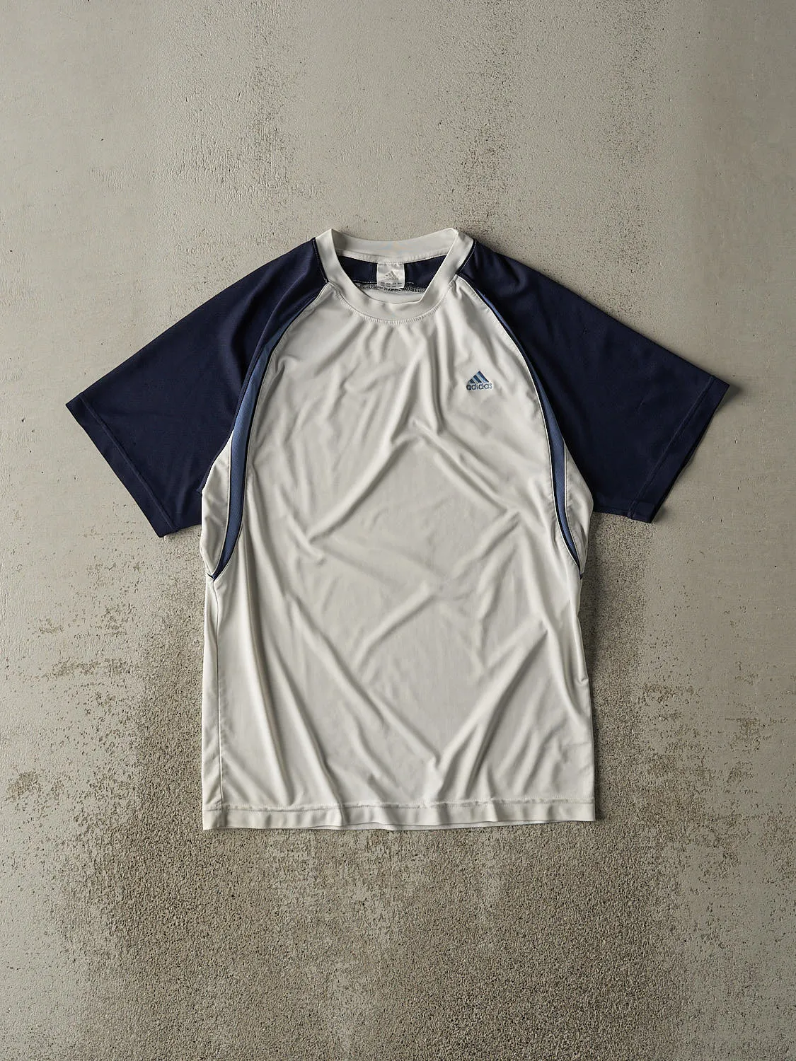 Vintage Y2K White & Navy Adidas Jersey (S/M) sold by Rebalance Vintage