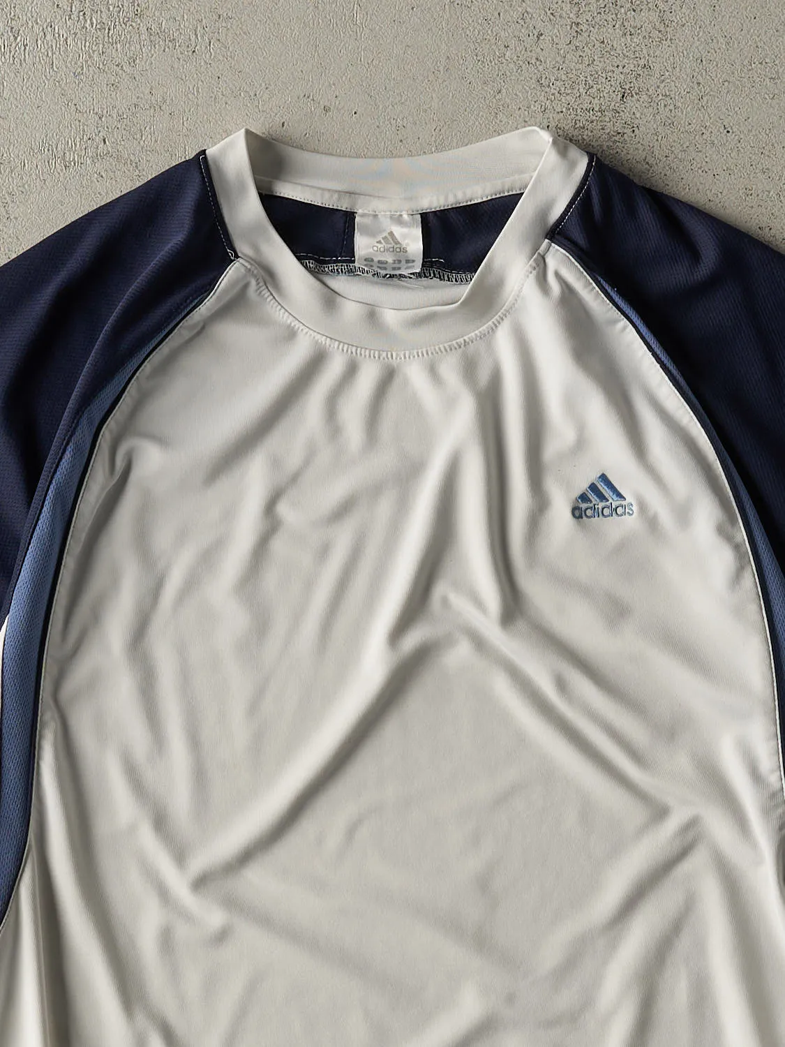Vintage Y2K White & Navy Adidas Jersey (S/M) sold by Rebalance Vintage product image thumbnail 2