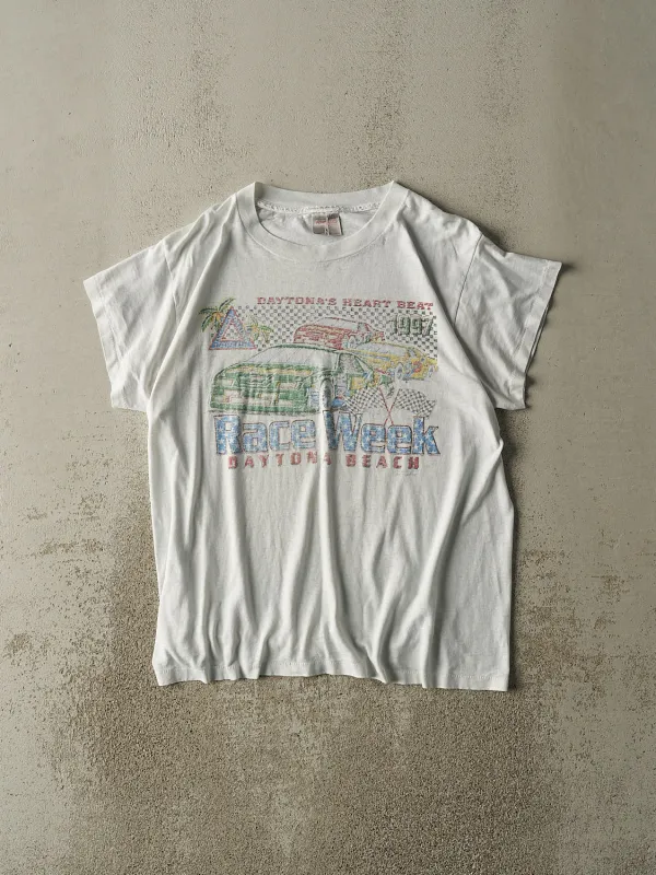 Vintage 97' White Daytona Race Week Tee (L) sold by Rebalance Vintage