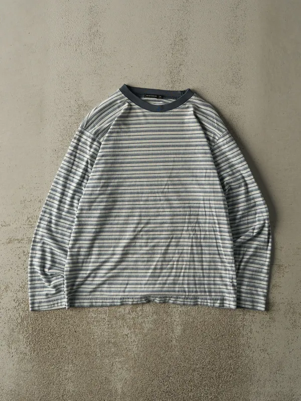 Vintage Y2K Blue & White Striped Long Sleeve (M) sold by Rebalance Vintage