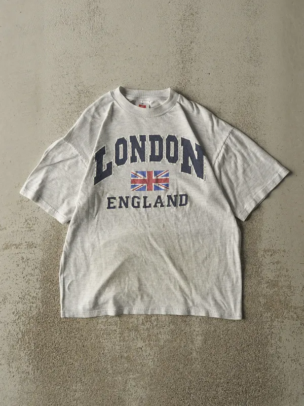 Vintage 90s Heather Grey London England Tee (XS/S) sold by Rebalance Vintage