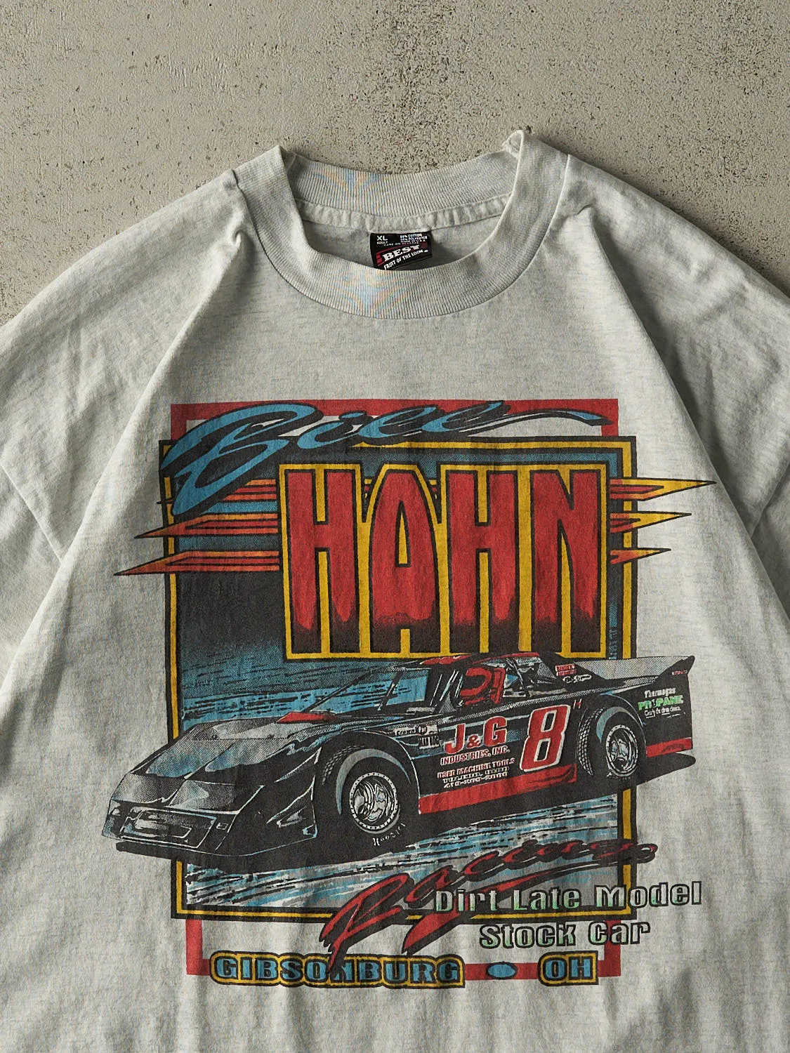 Vintage 80s Heather Grey Bill Hahn Racing Single Stitch Tee (L/XL) sold by Rebalance Vintage product image thumbnail 3