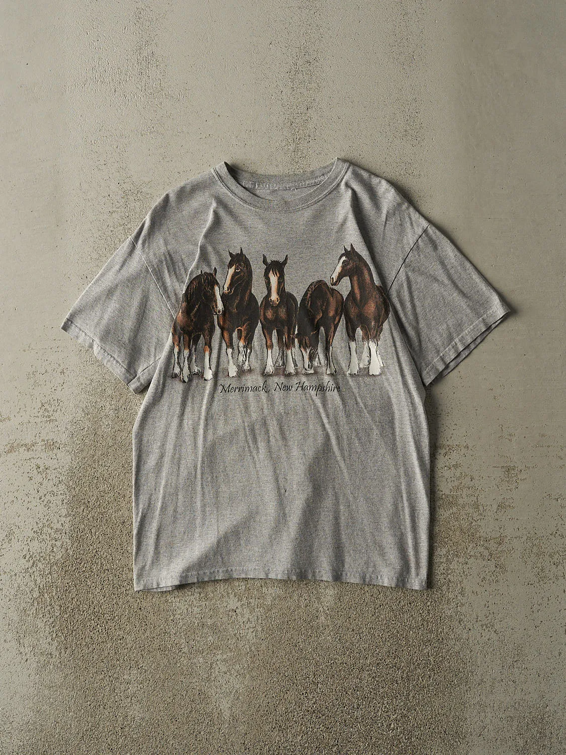 Vintage 90s Grey New Hampshire Horse Tee (S) sold by Rebalance Vintage