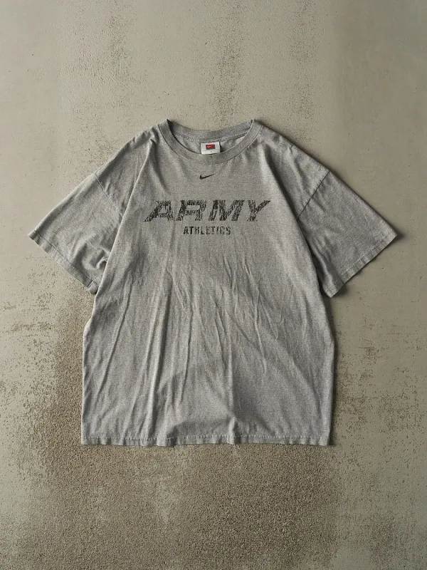 Vintage Y2K Grey Army Athletics x Nike Tee (L) sold by Rebalance Vintage