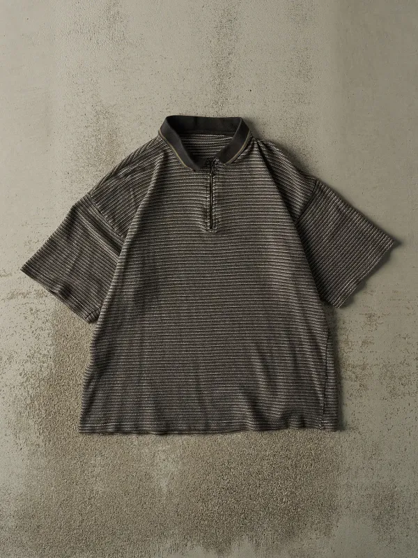 Vintage 90s Green Textured Quarter Zip Knit Tee (M) sold by Rebalance Vintage