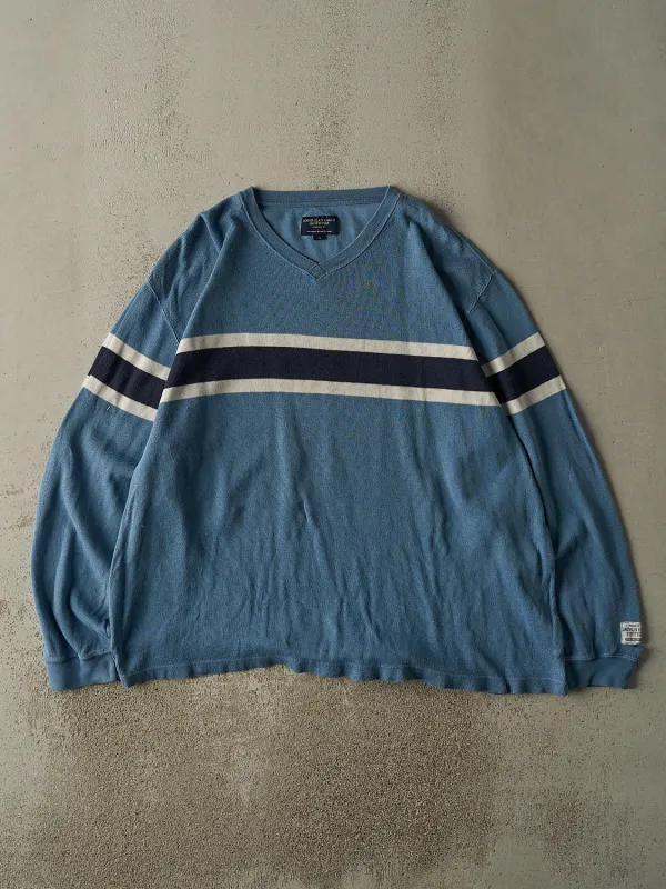 Vintage Y2K Slate Blue American Eagle Striped Thermal Long Sleeve (XXL) sold by Rebalance Vintage