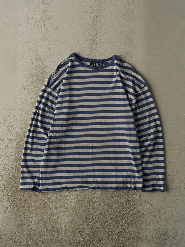 Vintage 90s Navy Blue & Grey Gap Striped Long Sleeve (M) sold by Rebalance Vintage