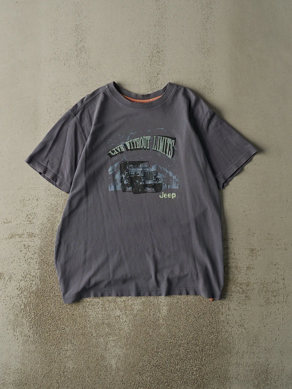 Vintage Y2K Slate Blue Jeep Textured Tee (L) sold by Rebalance Vintage