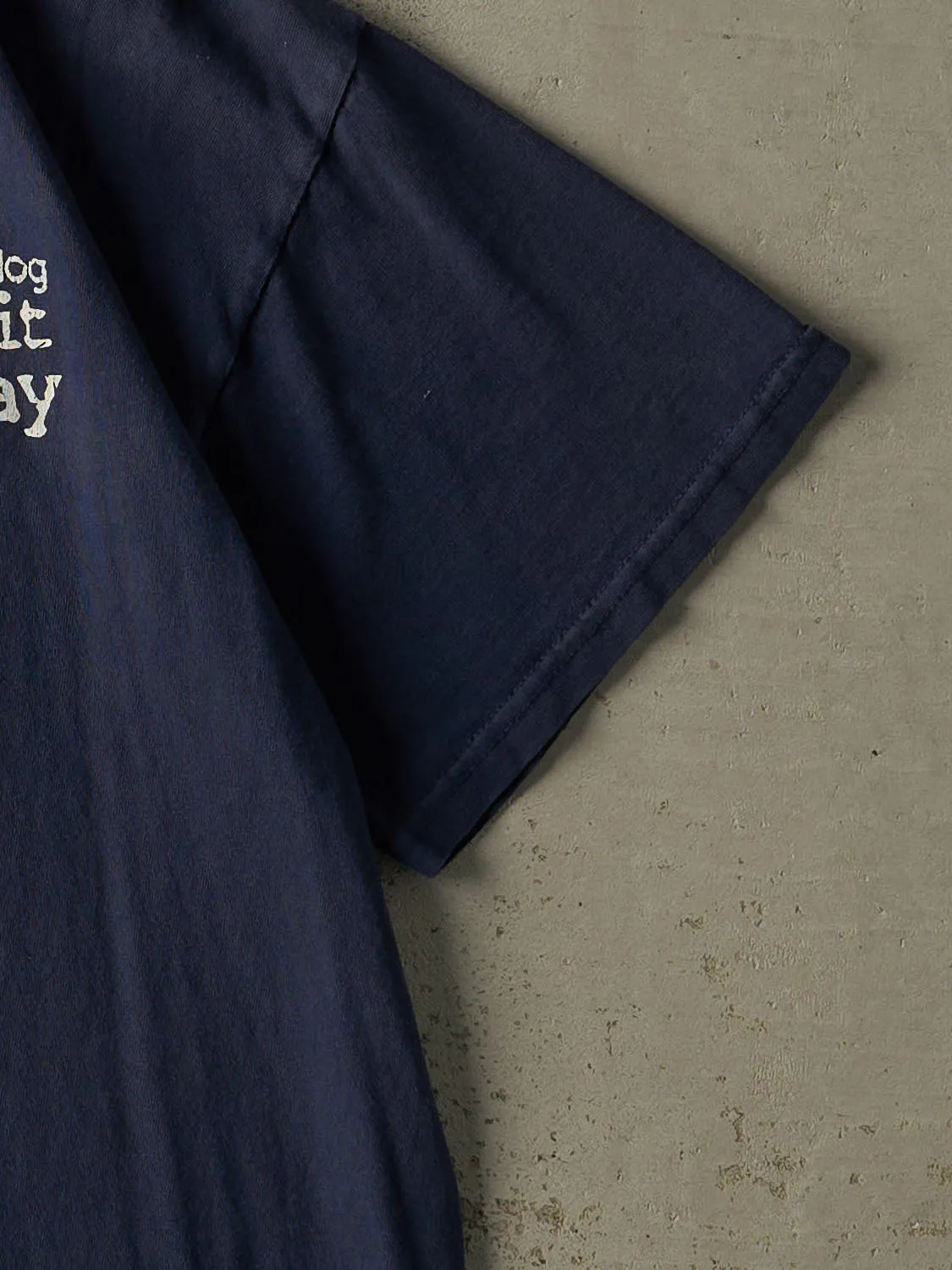 Vintage Y2K Navy Blue "Like A Dog" Slogan Tee (L/XL) sold by Rebalance Vintage product image thumbnail 4