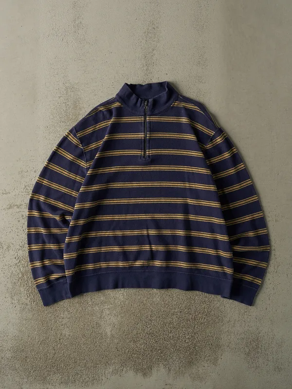 Vintage 90s Navy Blue & Yellow Quarter Zip Long Sleeve (L/XL) sold by Rebalance Vintage