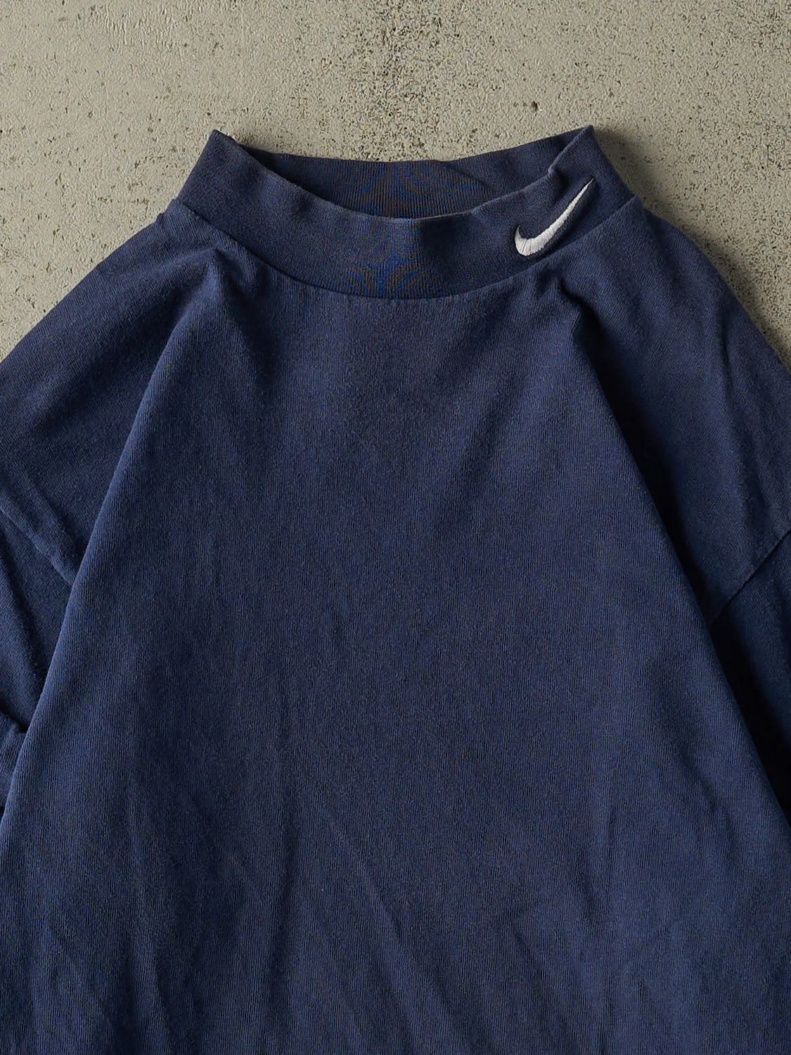 Vintage 90s Navy Blue Nike Embroidered Mock Neck Long Sleeve (S/M) sold by Rebalance Vintage product image thumbnail 2