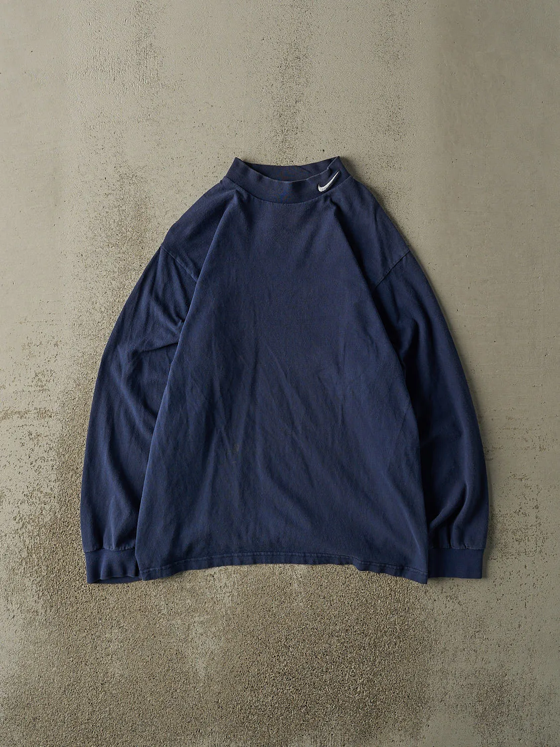 Vintage 90s Navy Blue Nike Embroidered Mock Neck Long Sleeve (S/M) sold by Rebalance Vintage