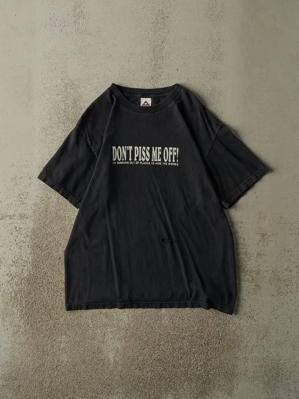 Vintage Y2K Black "Don't Piss Me Off!" Slogan Tee (M/L) sold by Rebalance Vintage