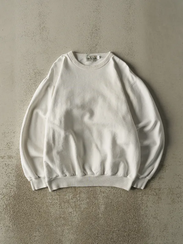Vintage 90s White Blank Crewneck (L) sold by Rebalance Vintage