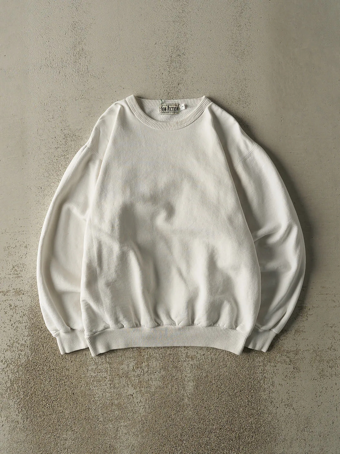 Vintage 90s White Blank Crewneck (L) sold by Rebalance Vintage