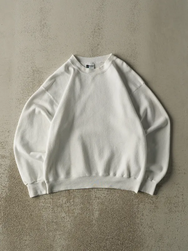 Vintage 90s White Blank Crewneck (M) sold by Rebalance Vintage