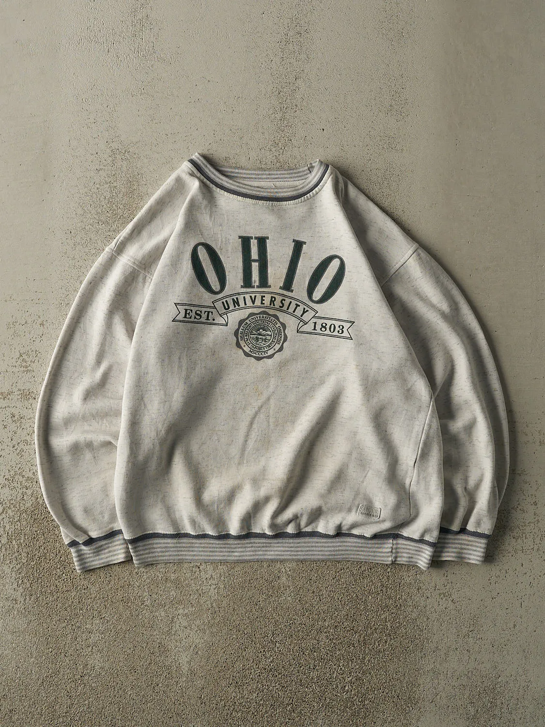 Vintage 90s Heather Grey Ohio University Ribbed Crewneck (M/L) sold by Rebalance Vintage