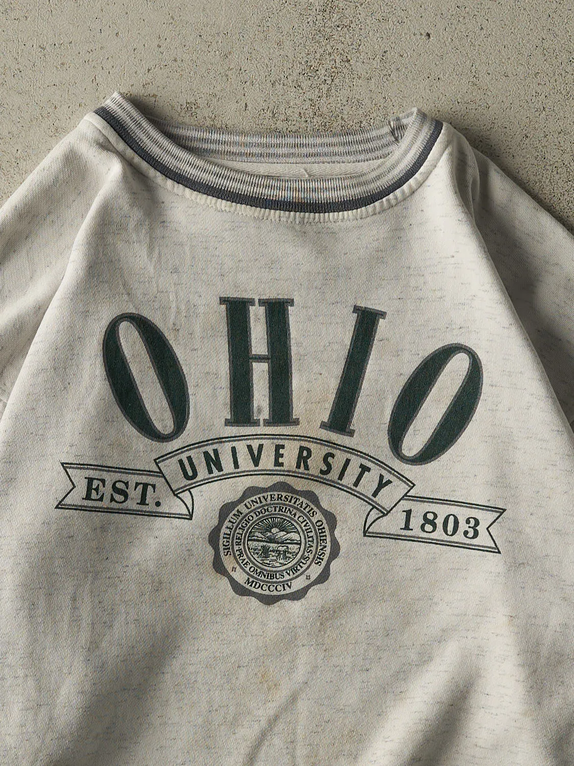 Vintage 90s Heather Grey Ohio University Ribbed Crewneck (M/L) sold by Rebalance Vintage product image thumbnail 2
