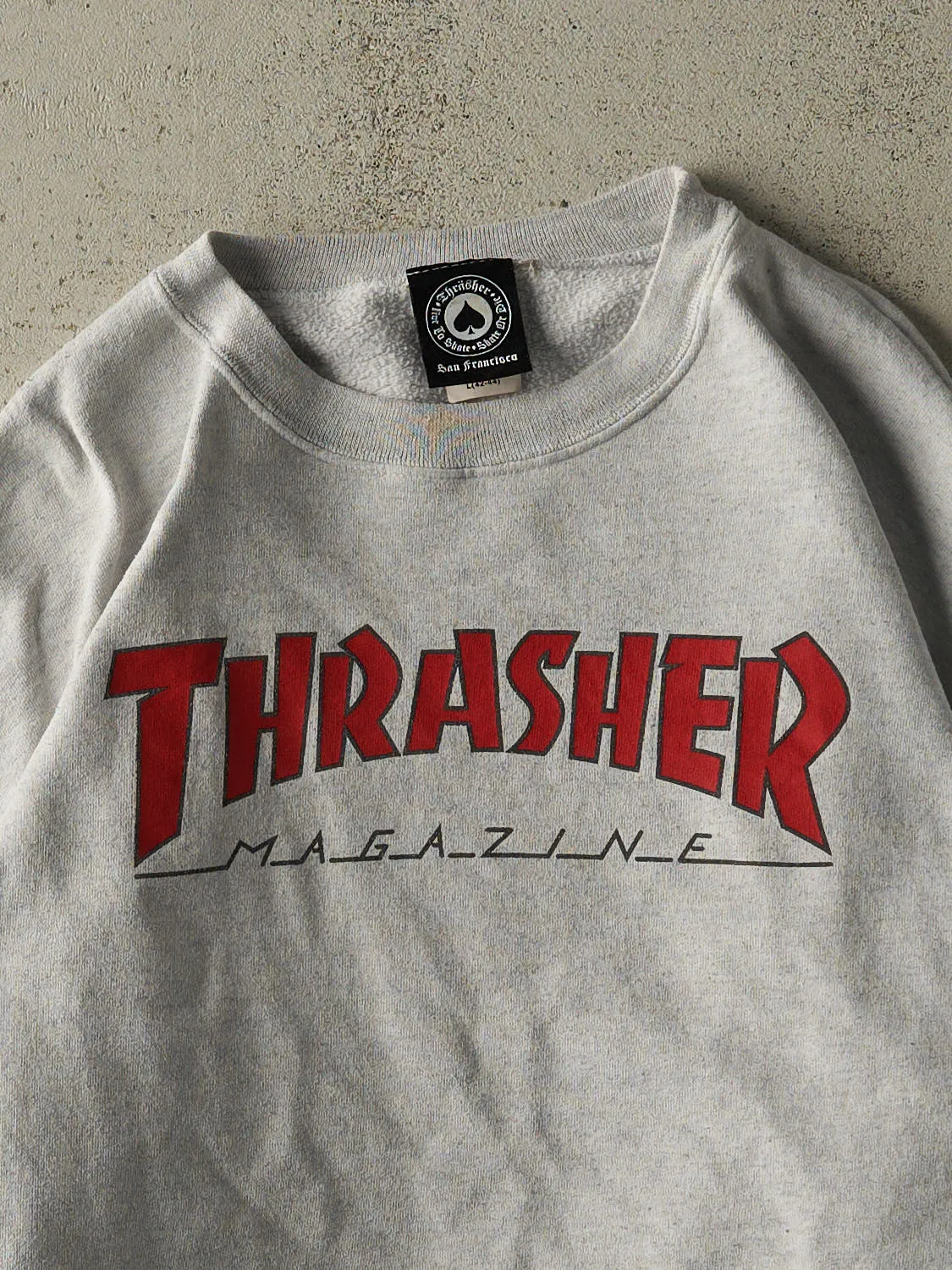 Vintage Y2K Heather Grey Thrasher Skateboard Magazine Crewneck (L) sold by Rebalance Vintage product image thumbnail 2