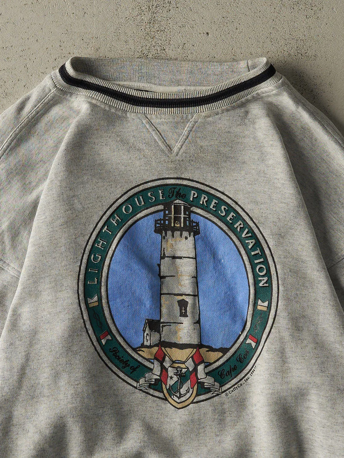 Vintage 94' Heather Grey Lighthouse Ribbed Crewneck (M/L) sold by Rebalance Vintage product image thumbnail 2