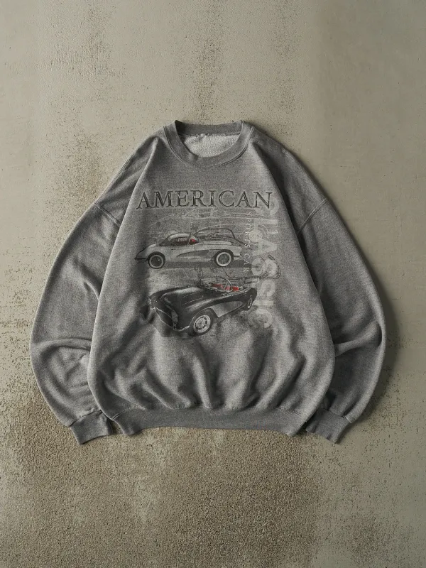 Vintage 90s Grey American Sports Car Crewneck (L) sold by Rebalance Vintage