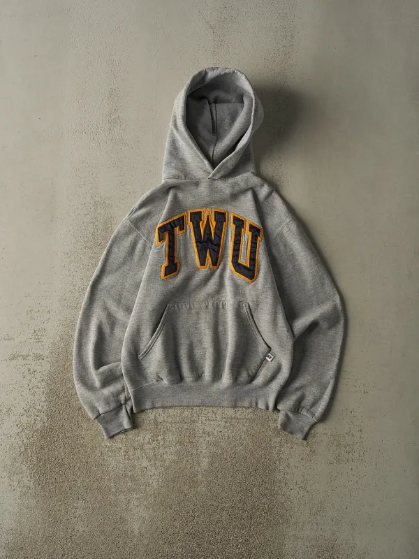 Vintage 90s Grey TWU Embroidered Russell Athletic Hoodie (XS/S) sold by Rebalance Vintage
