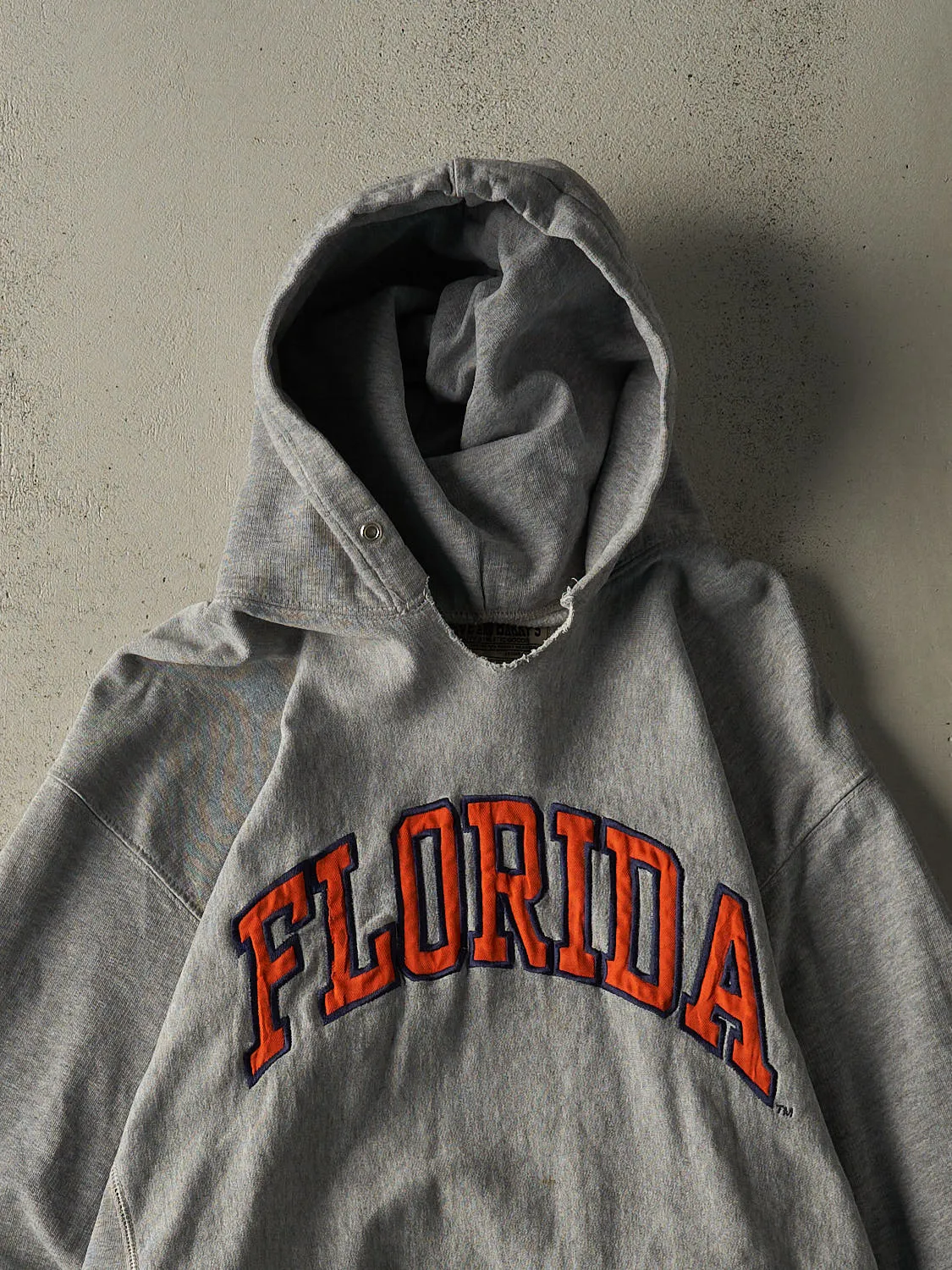 Vintage 90s Grey University of Florida Embroidered Hoodie (L/XL) sold by Rebalance Vintage product image thumbnail 2
