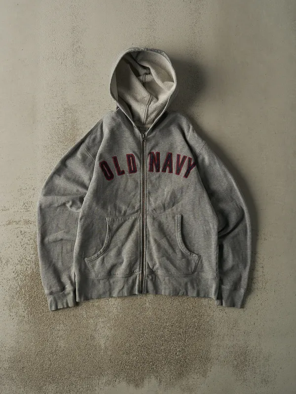 Vintage Y2K Grey Old Navy Embroidered Zip Up Hoodie (M) sold by Rebalance Vintage