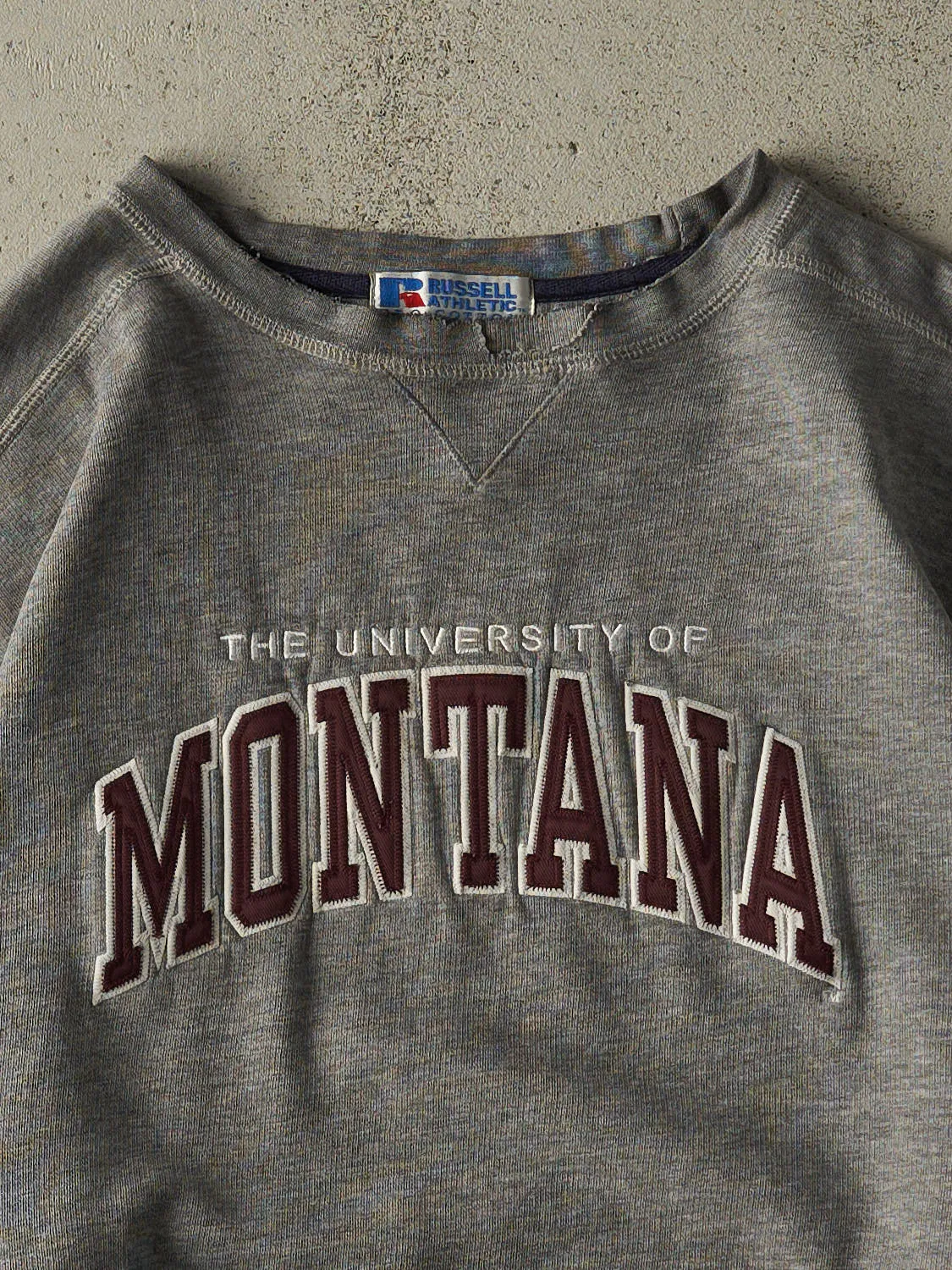 Vintage 90s Grey University of Montana Embroidered Russell Athletic Crewneck (L/XL) sold by Rebalance Vintage product image thumbnail 2