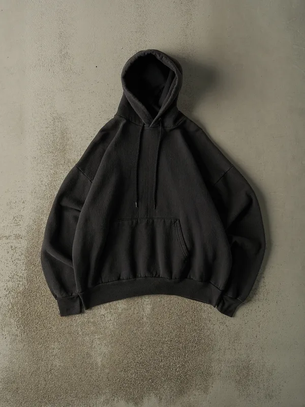Vintage 90s Charcoal Grey Blank Hoodie (L) sold by Rebalance Vintage