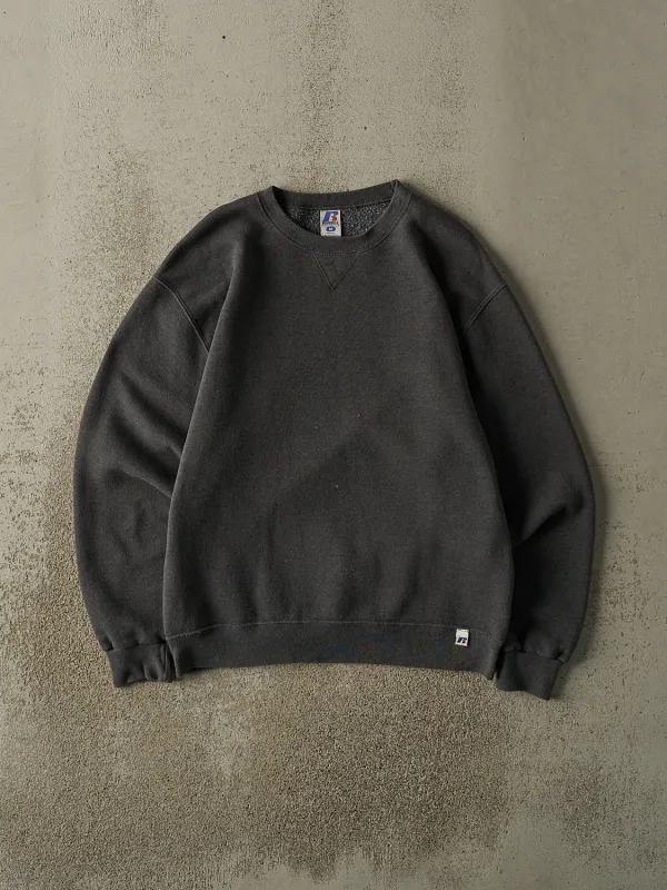 Vintage Y2K Charcoal Grey Russell Athletic Blank Crewneck (M) sold by Rebalance Vintage