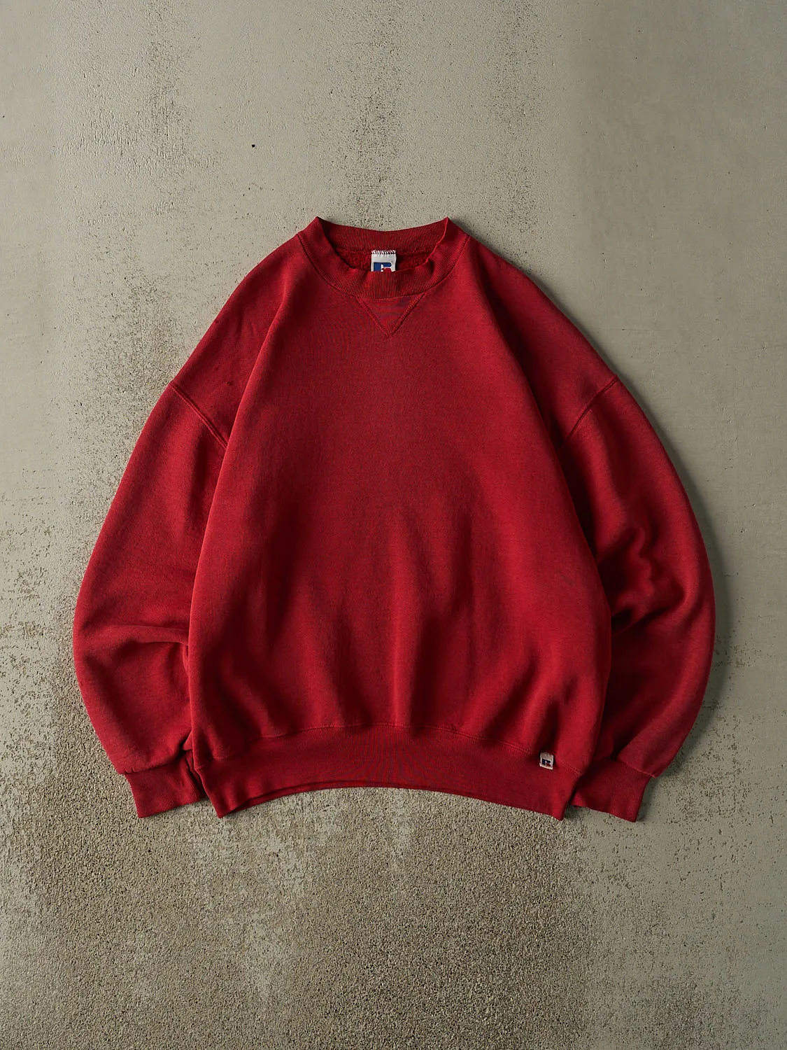 Vintage 90s Red Russell Athletic Blank Crewneck (L) sold by Rebalance Vintage