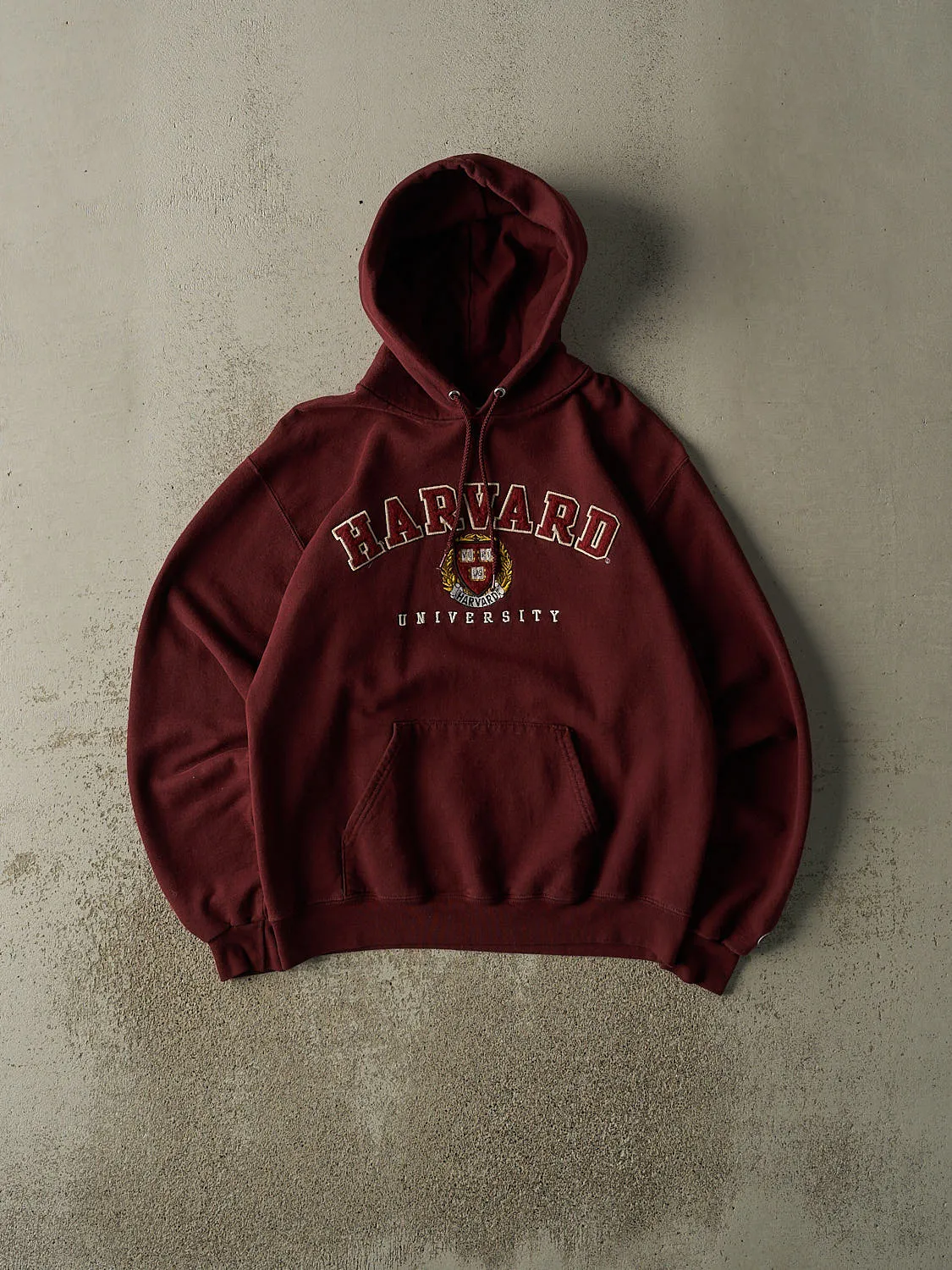 Vintage Y2K Burgundy Harvard University Embroidered Hoodie (S/M) sold by Rebalance Vintage