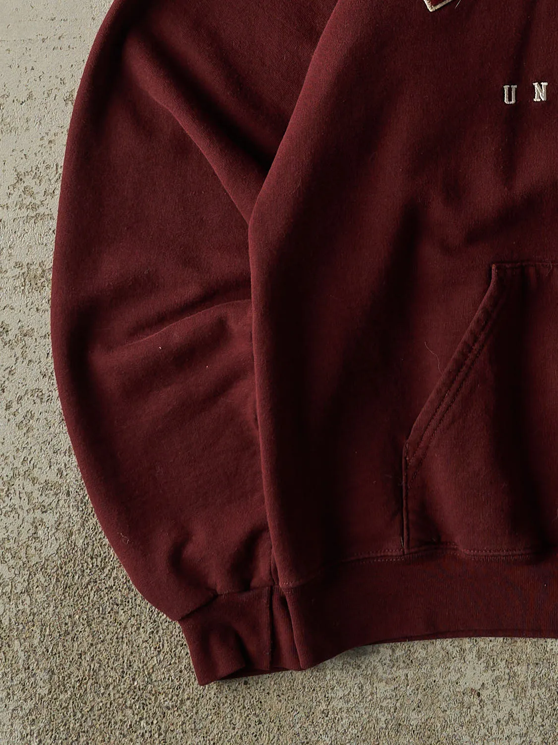 Vintage Y2K Burgundy Harvard University Embroidered Hoodie (S/M) sold by Rebalance Vintage product image thumbnail 3