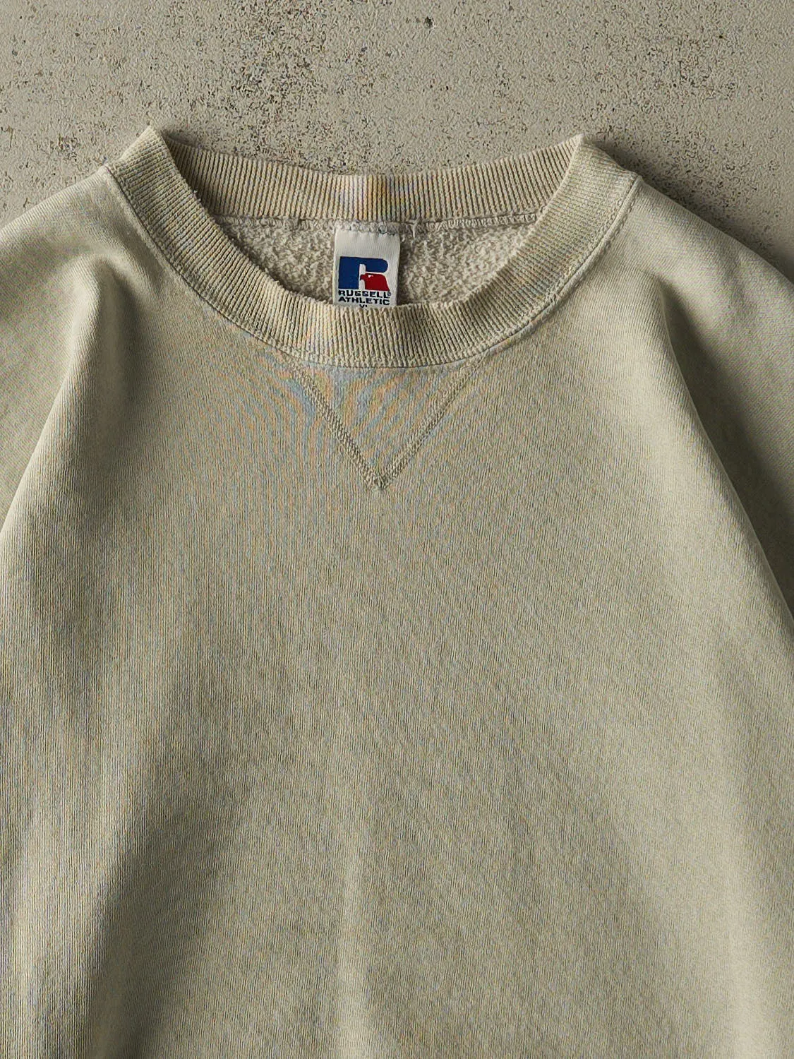 Vintage 90s Beige Russell Athletic Blank Boxy Crewneck (L/XL) sold by Rebalance Vintage product image thumbnail 2
