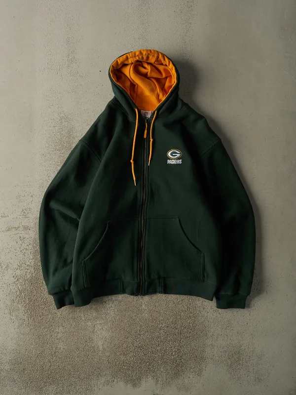 Vintage Y2K Green Green Bay Packers Heavyweight Embroidered Zip Up Hoodie (XL/XXL) sold by Rebalance Vintage