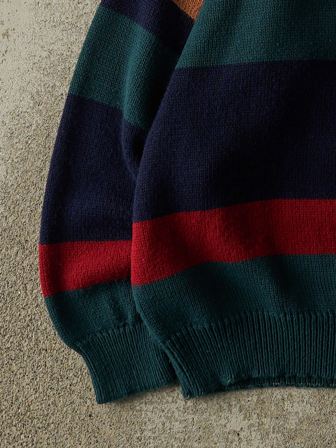 Vintage 90s Navy Blue Yellow, Green & Red Striped Knit Pullover (XL/XXL) sold by Rebalance Vintage product image thumbnail 3