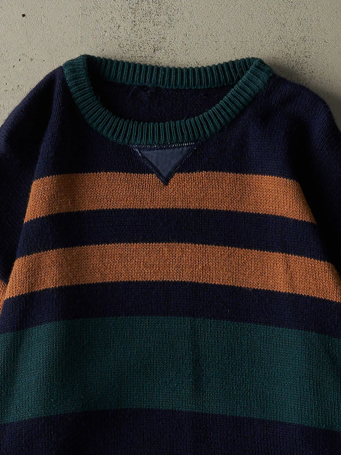 Vintage 90s Navy Blue Yellow, Green & Red Striped Knit Pullover (XL/XXL) sold by Rebalance Vintage product image thumbnail 2