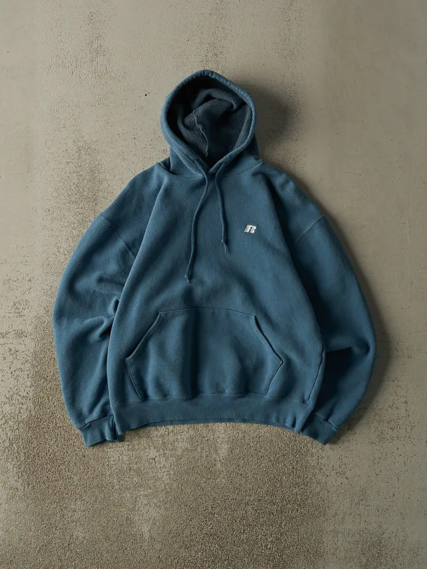 Vintage Y2K Teal Russell Athletic Embroidered Logo Hoodie (S) sold by Rebalance Vintage