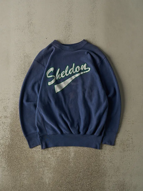 Vintage 80s Navy Blue Sheldon Crewneck (L) sold by Rebalance Vintage